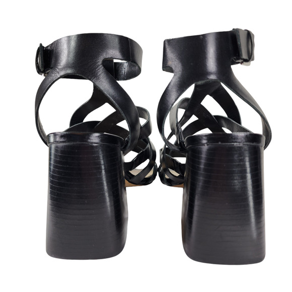 Vince Camuto 10M Chunky Heeled Sandals Womens Sutellie Black Strappy Y2K 90s 4" - Picture 7 of 12